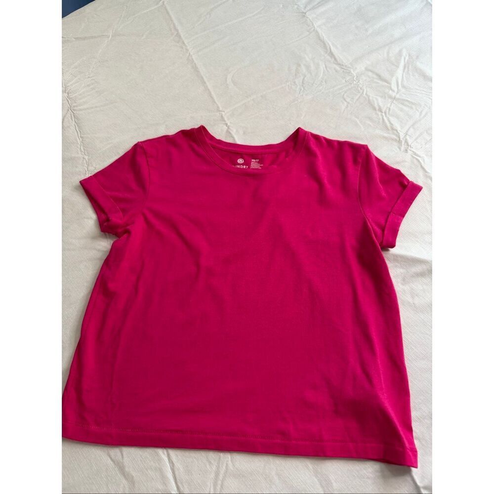 Sundry Hot Pink Crewneck Cotton T Shirt Women’s XS Made in Peru Casual Basic Tee